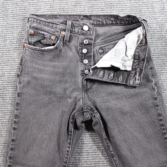 Levi’s 501 Skinny Womens 27x28 Black Faded Denim Button Fly Stretch - Picture 4 of 12